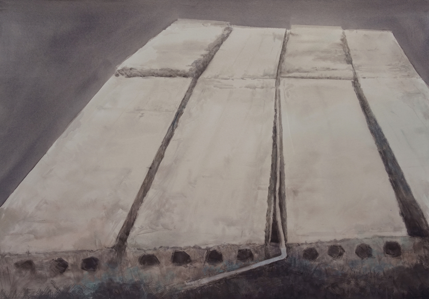 22.石板 100x150cm 紙本水彩 2016 22.石板 100x150cm 紙本水彩 2016