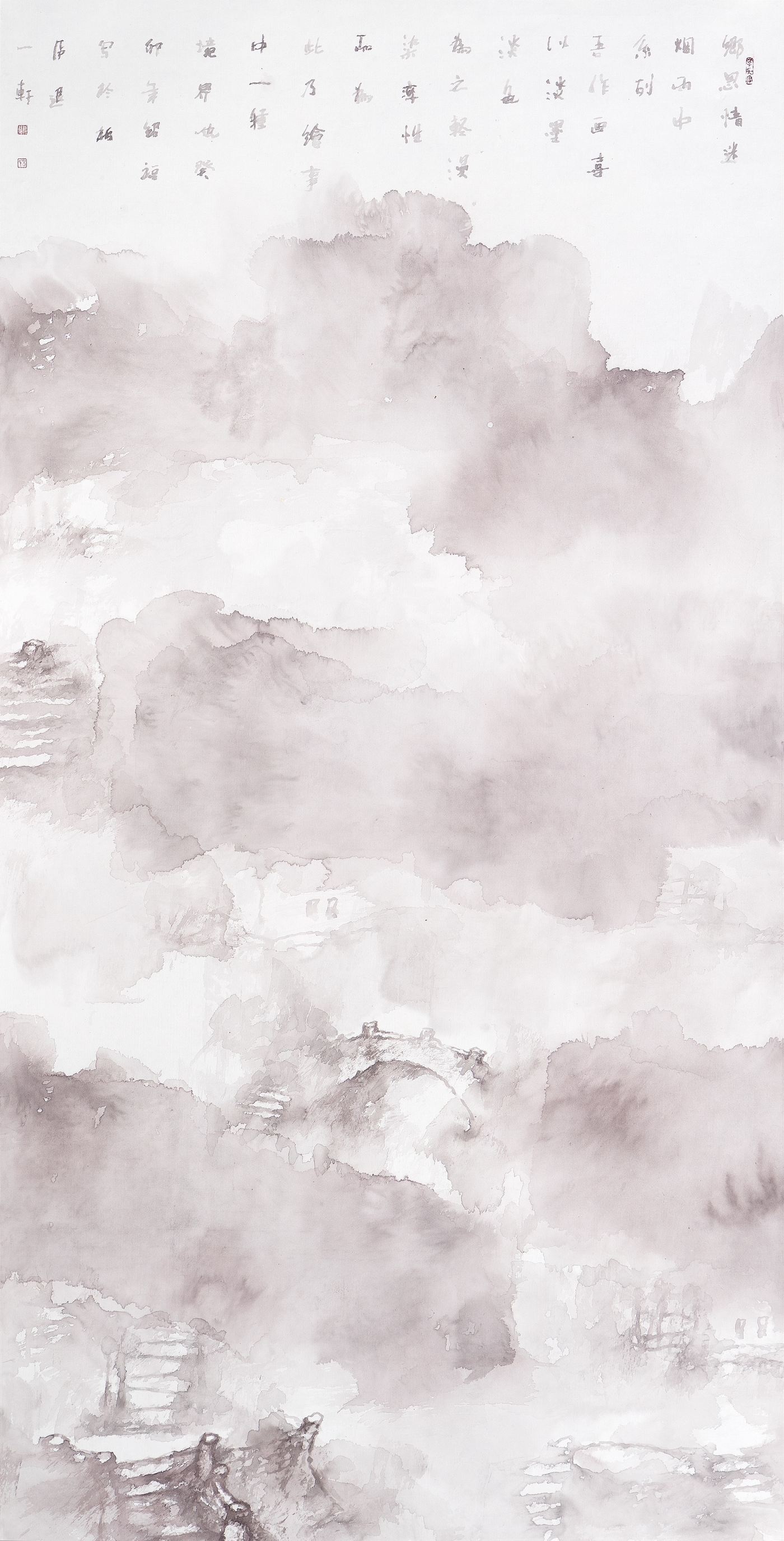 呂紹福《鄉思情迷煙雨中》180cmx96cm 呂紹福《鄉思情迷煙雨中》180cmx96cm