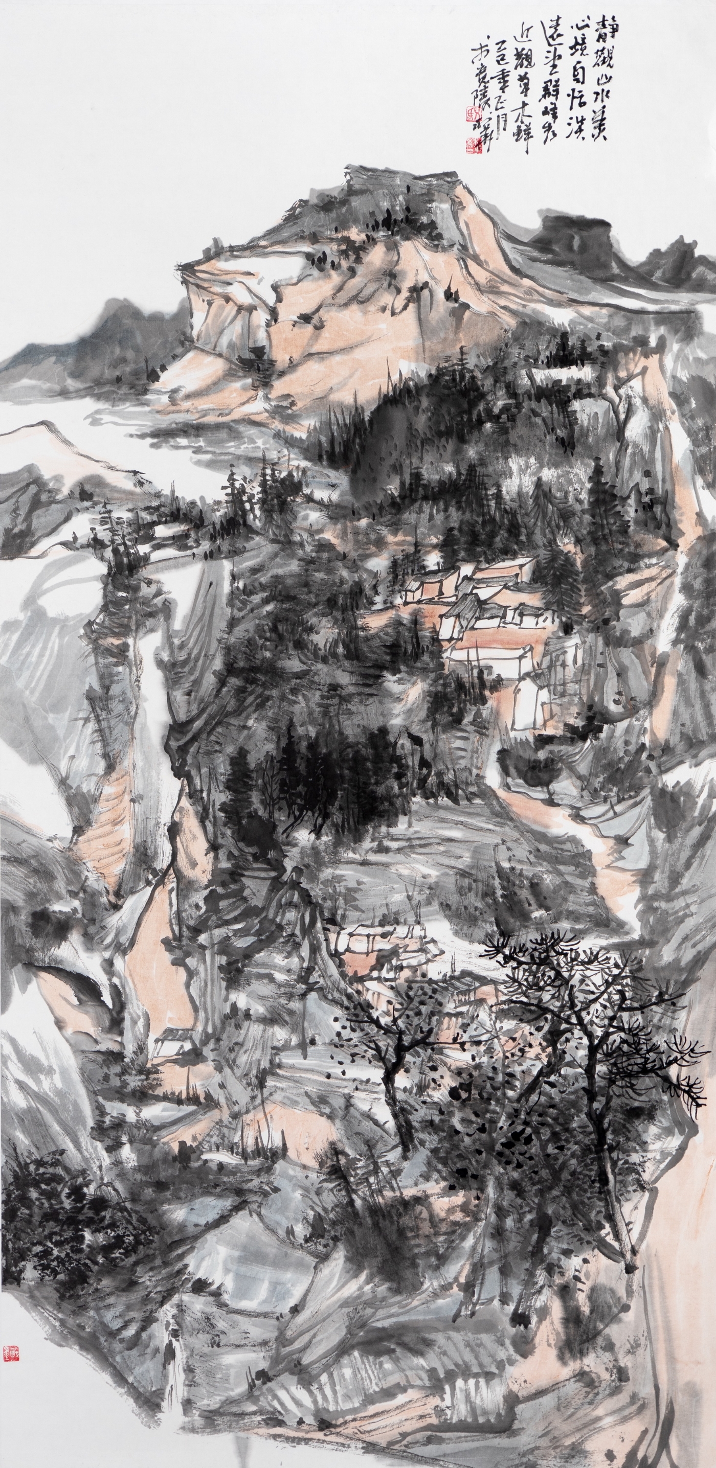 倪利華《靜觀山水美》138cmx68cm 倪利華《靜觀山水美》138cmx68cm