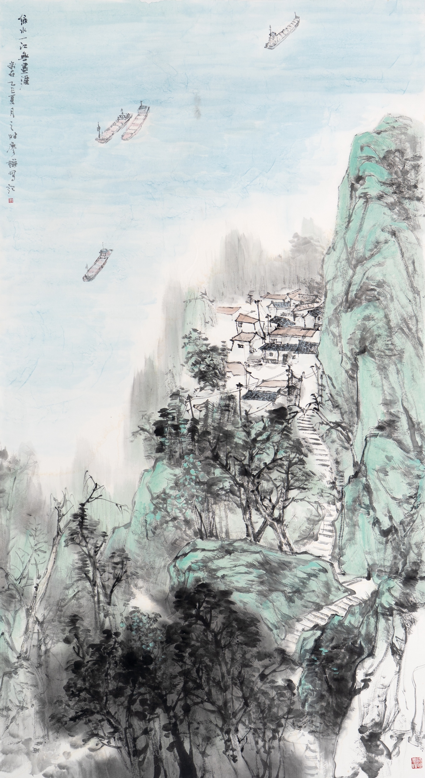 廖謙《綠水一江無盡涯》180cmx96cm 廖謙《綠水一江無盡涯》180cmx96cm