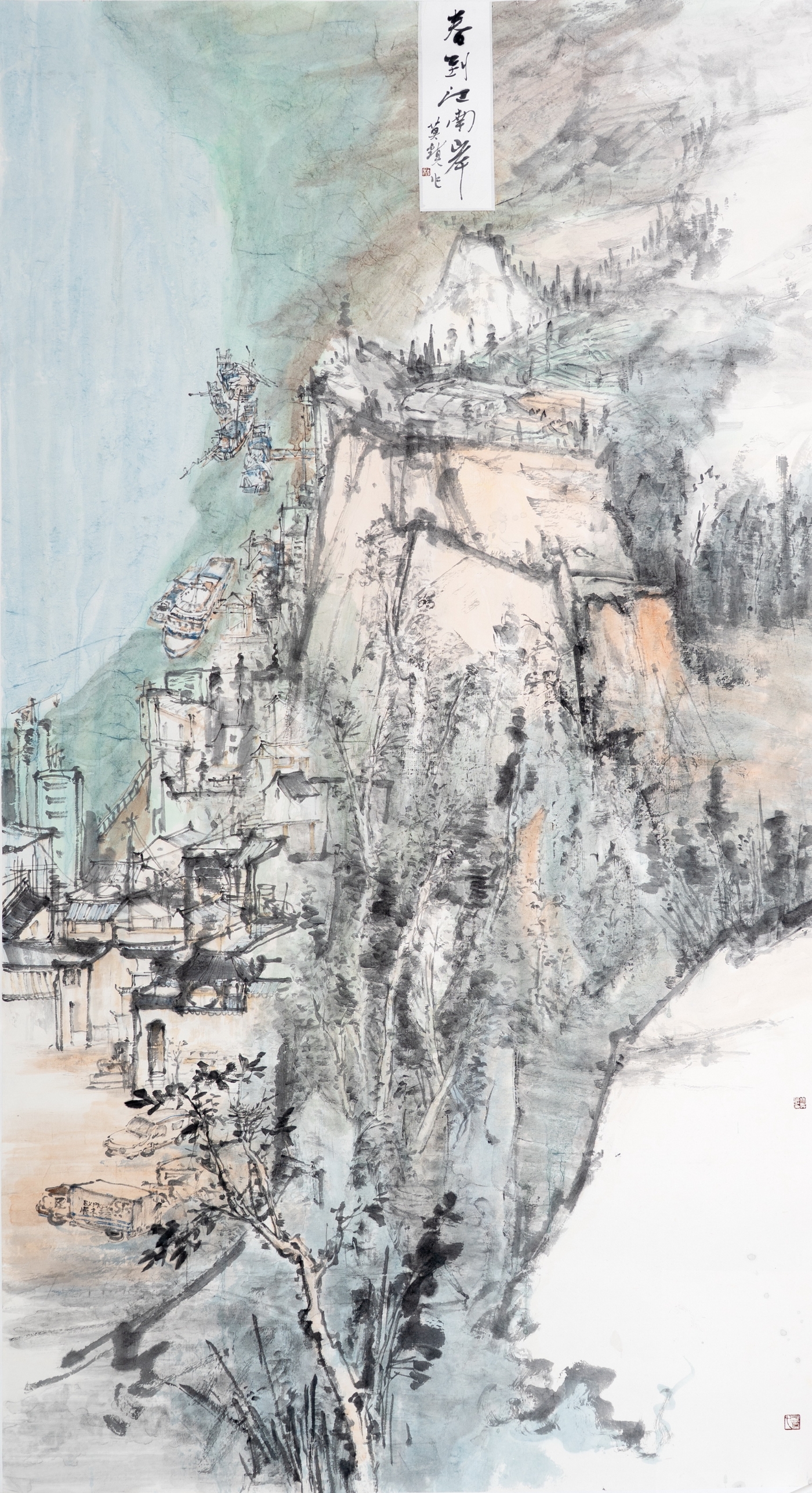 林莫鎮《春到江南岸》180cmx96cm 林莫鎮《春到江南岸》180cmx96cm