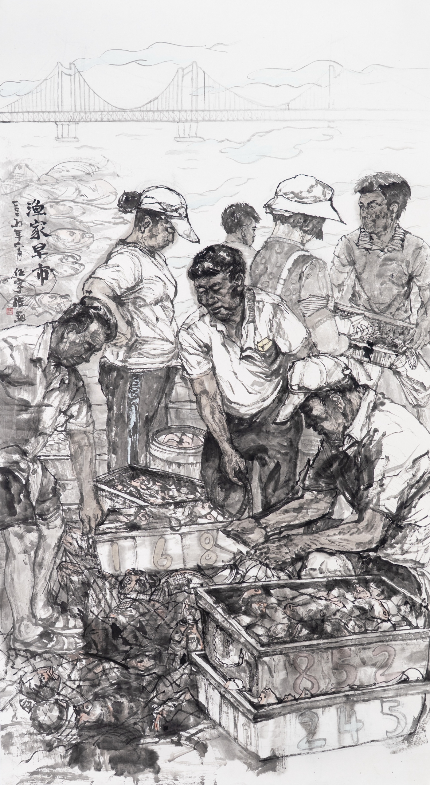 任宇佳《漁家早市》180cmx96cm 任宇佳《漁家早市》180cmx96cm