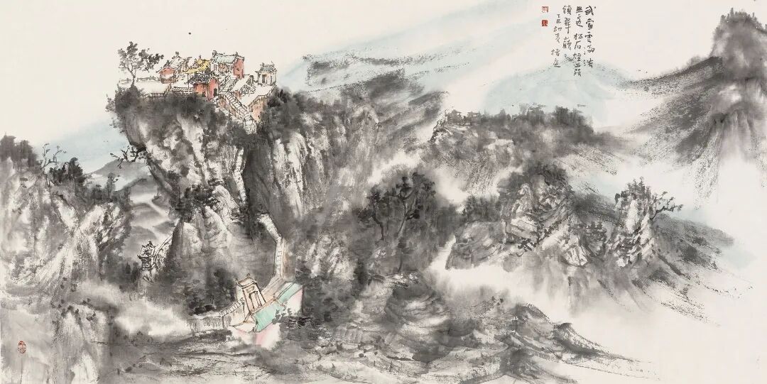 武當云海浩無邊  松石煙霞鎖翠癲      69cm×138cm      2025年.JPG